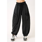 WASHED FRENCH TERRY DROP POCKET BALLOON PANTS