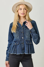 Alex Washed Denim Peplum Jacket