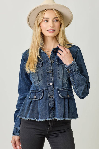 Alex Washed Denim Peplum Jacket