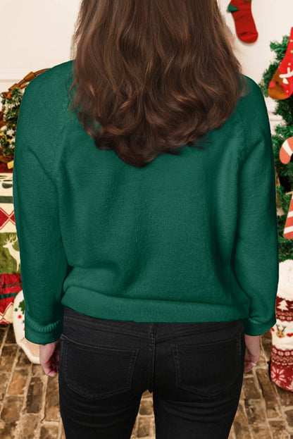 Christmas Raglan Sleeve MERRY Letter Sweater
