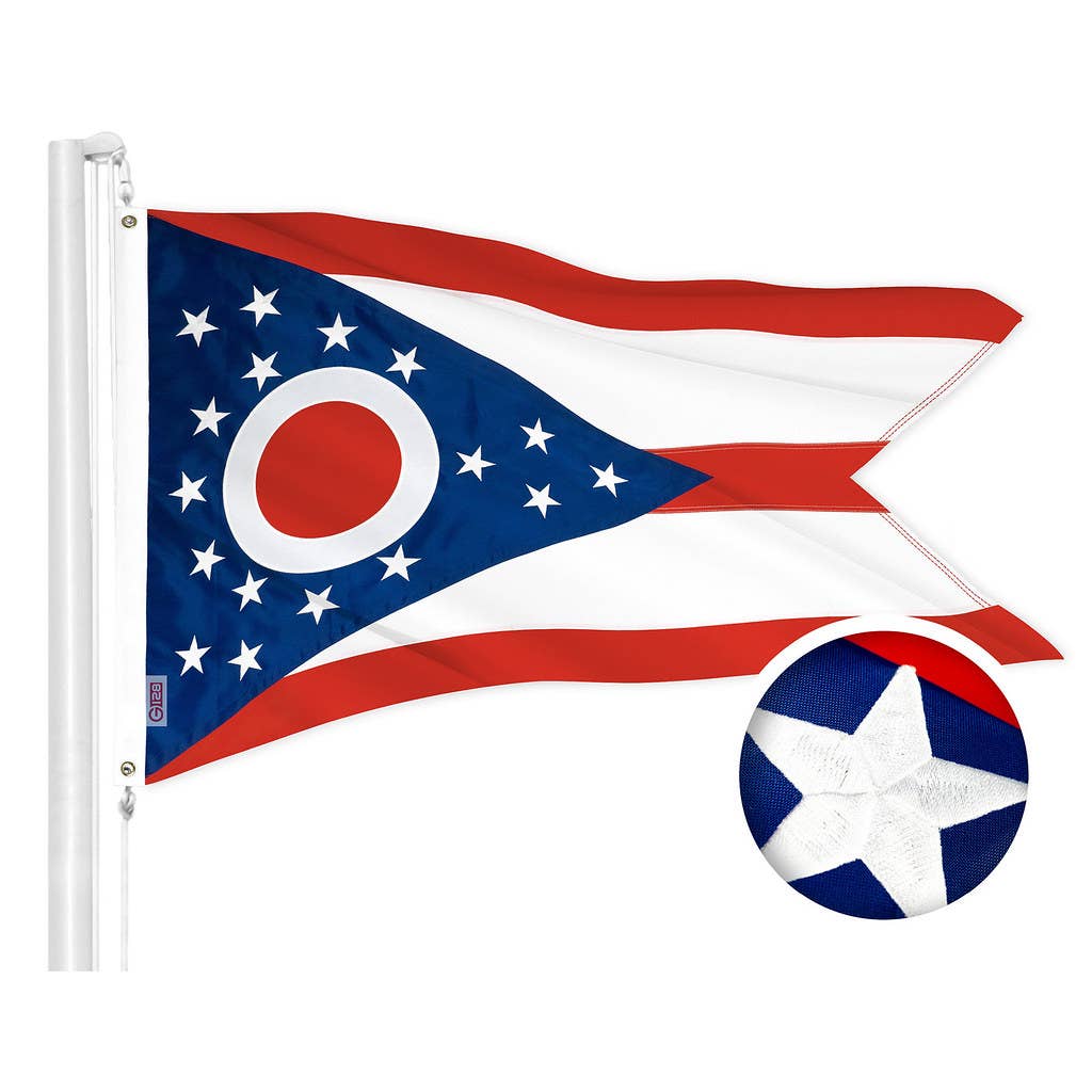 Ohio State Flag 210D Embroidered Polyester 3x5 Ft