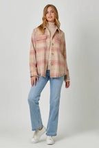 Fringe Detailed Plaid Jacket