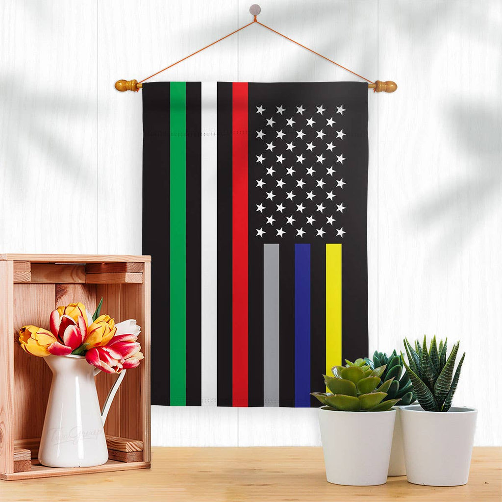 Two Group Flag Co - US First Responders Line EMT Police Firefighter Thin Flag