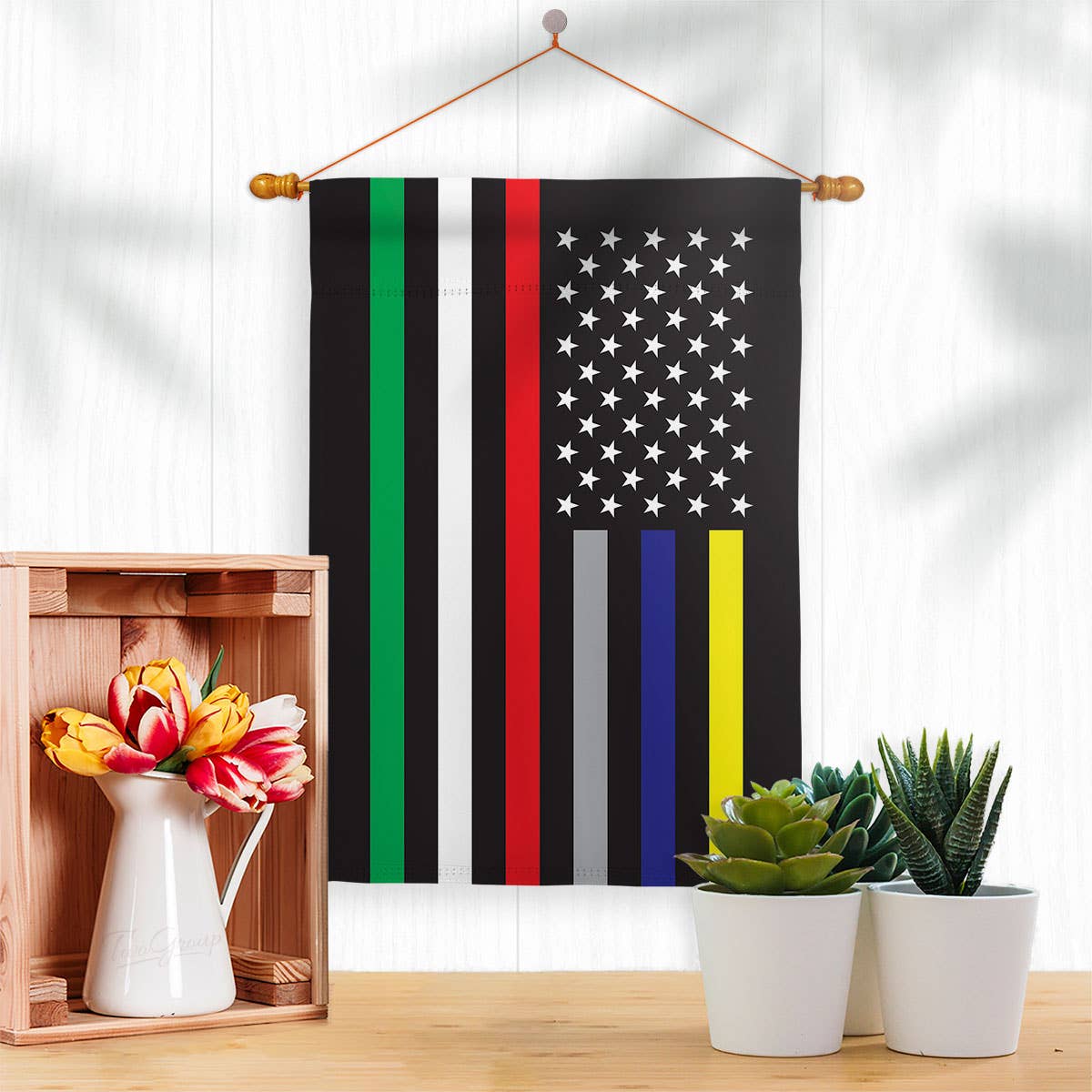 Two Group Flag Co - US First Responders Line EMT Police Firefighter Thin Flag