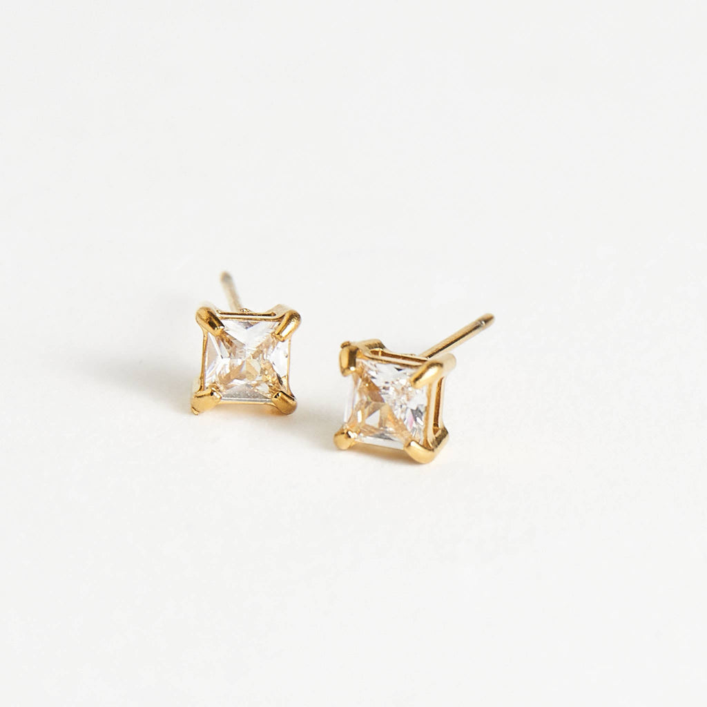Howard's - Waterproof Earrings 5mm Square Cubic Zirconia Stud Narelle