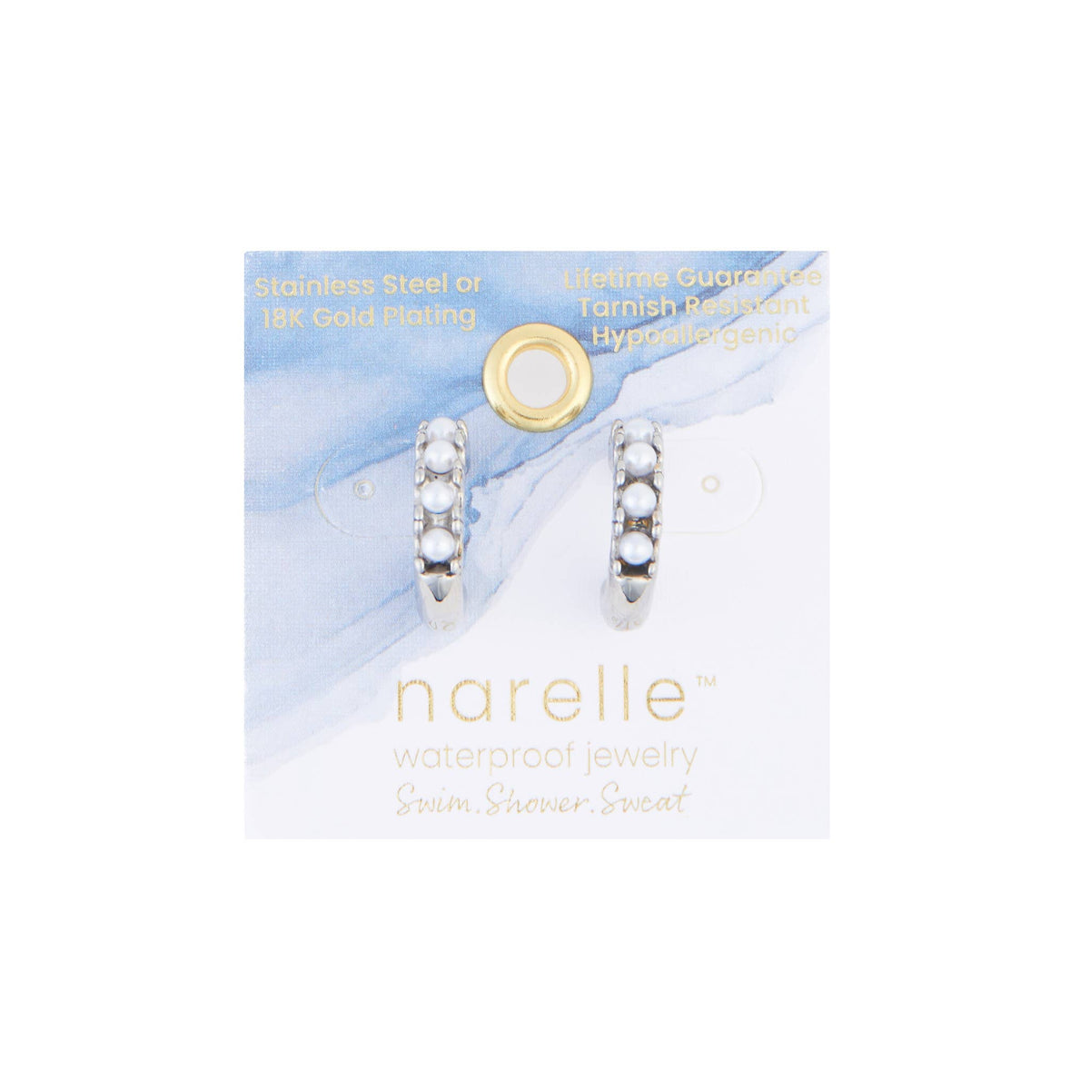 Howard's - Waterproof Earrings Pearl C-Hoop Gold & Stainless Steel