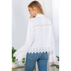 Artisan Boho Lace Trim Button-Front Blouse Top (NEW COLOR)