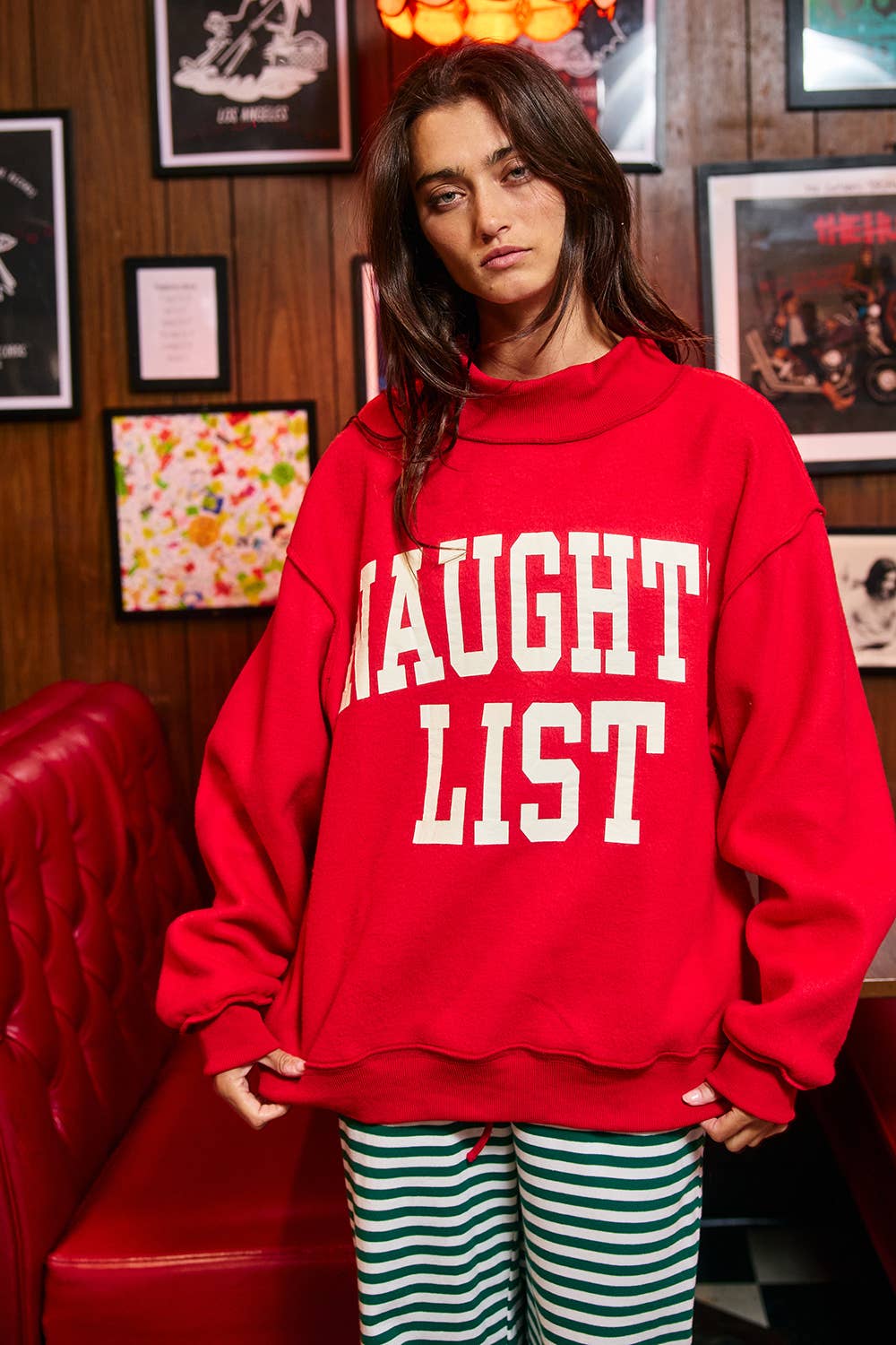 BUCKETLIST INC - IT2594-NICELIST | Reversible 'LIST' Slogan Mockneck Pullover