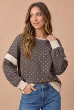 Haptics - Polka Dot Colorblock Cutout Back Pullover