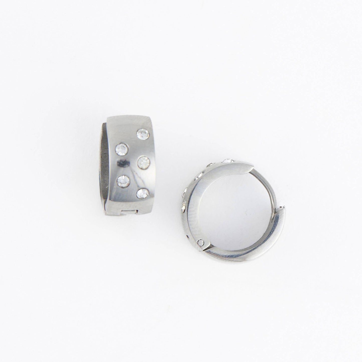 Howard's - Waterproof Earrings Inlay Cubic Zirconia Hoops Gold & Steel