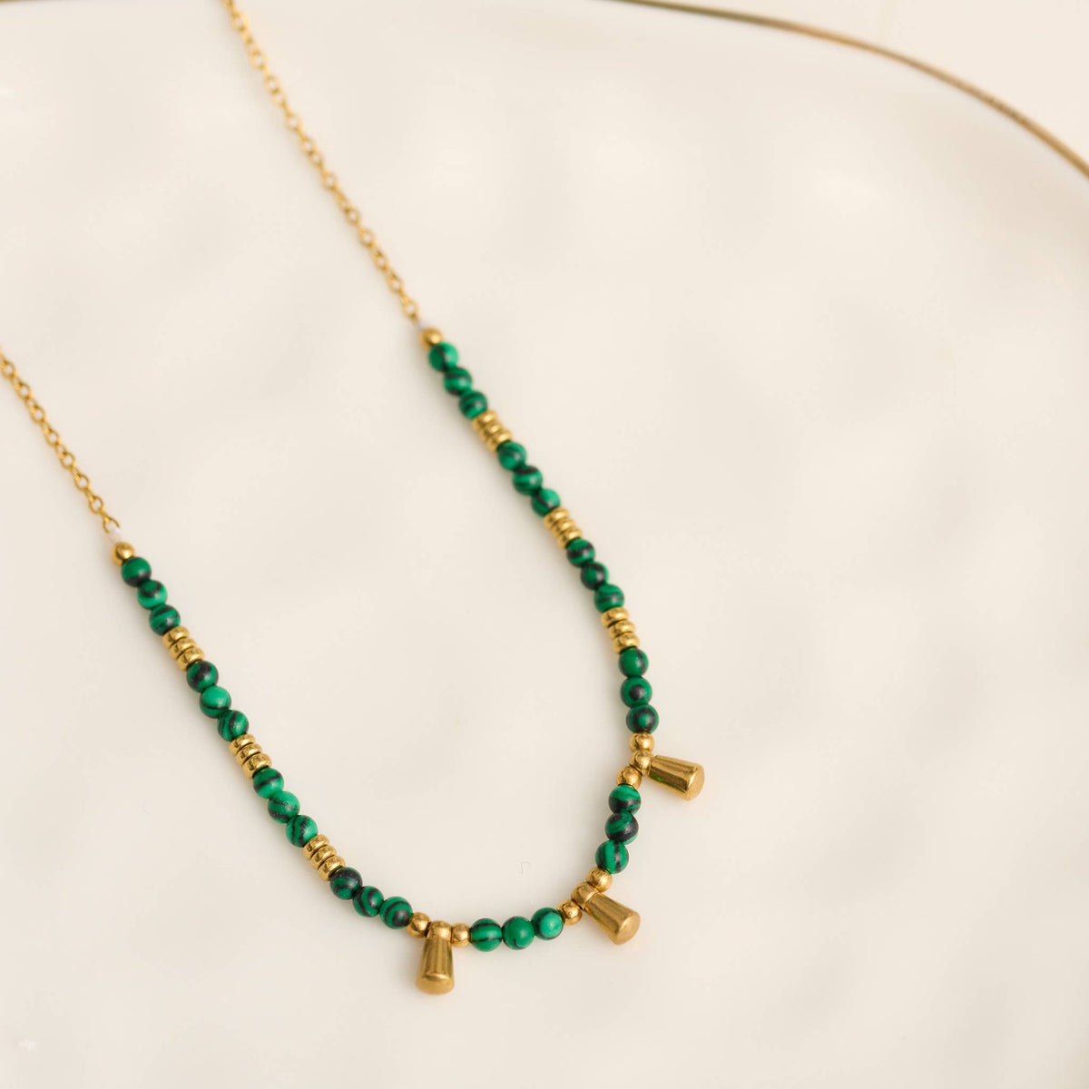 Howard's - Waterproof Necklace 15" Malachite Beaded Bar Jewelry Narelle