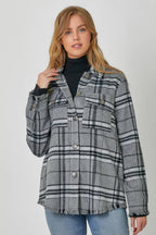 Fringe Detailed Plaid Jacket