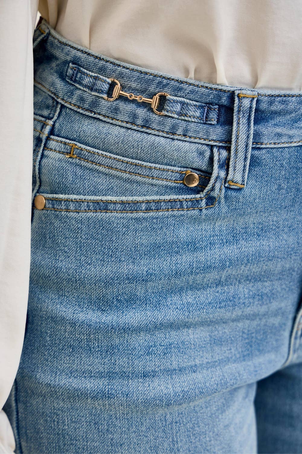 Judy Blue Jeans - HW ANGELINA Column w/ Harness Trim MD Crisp Blue