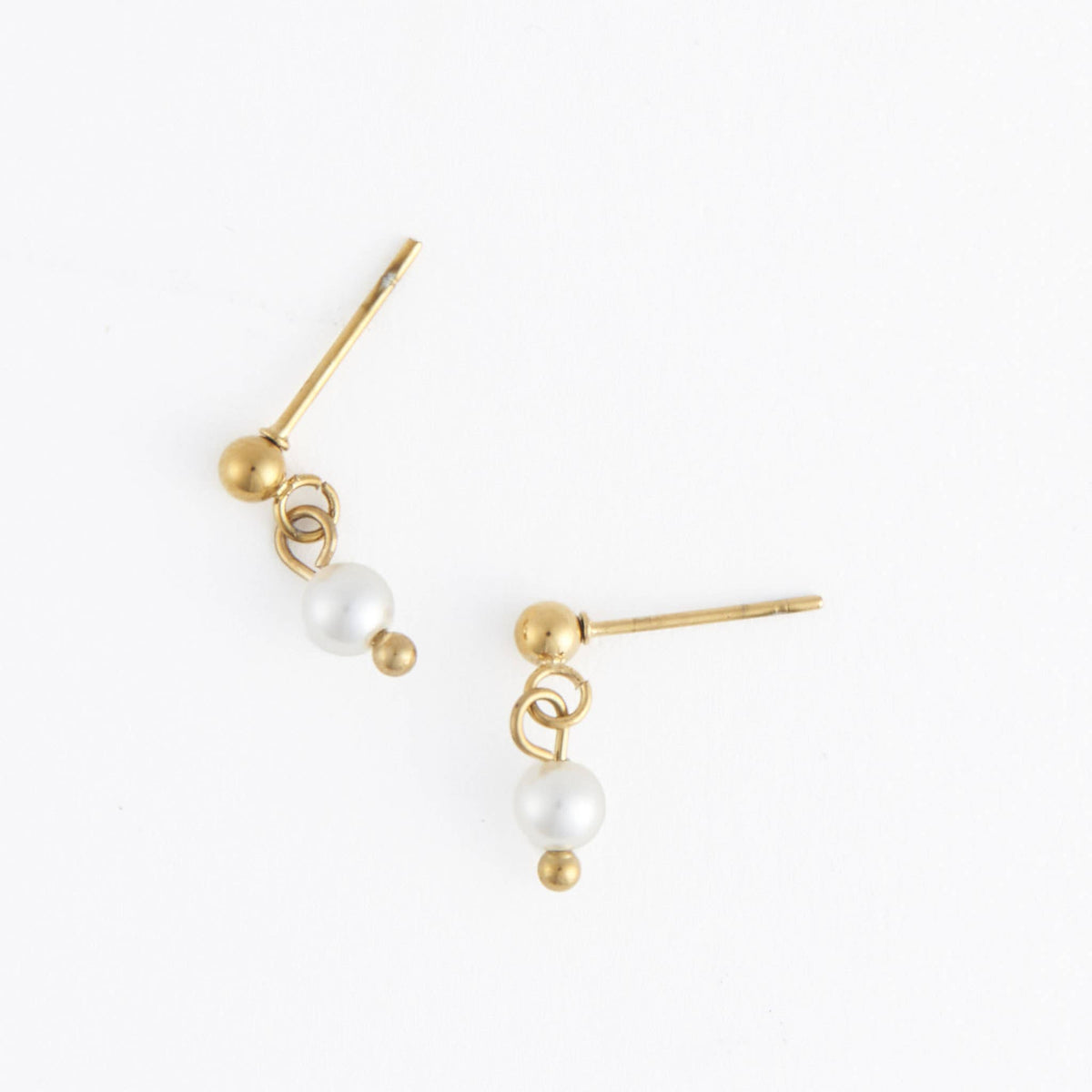Howard's - Waterproof Earrings 18K Gold Pearl Dangle Studs