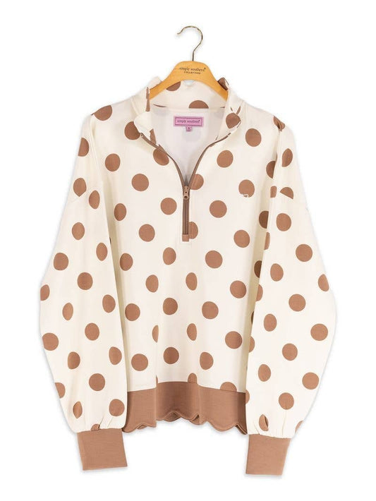 Simply Southern Polka Dot Scalloped Pullover