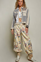 Pamela Vintage Patchwork Floral Geometric Neutral Cropped Jacket-Pol Clothing