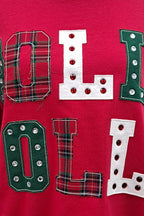 Holly Jolly Patchwork Graphic Holiday Sweatshirt-Main Strip