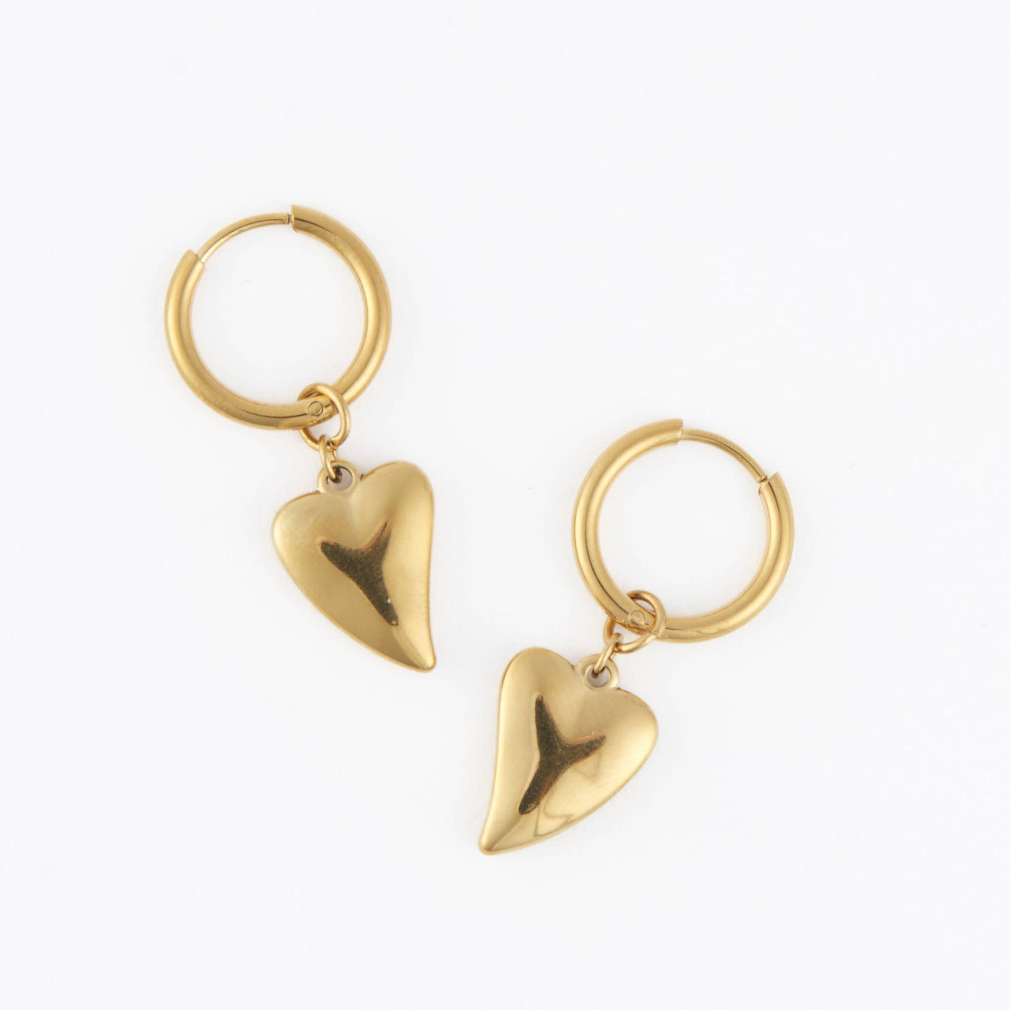 Howard's - Waterproof Earrings Narelle Heart Charm Hoop Gold & Steel