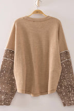Carmen Contrast Print Sleeve Thermal Top