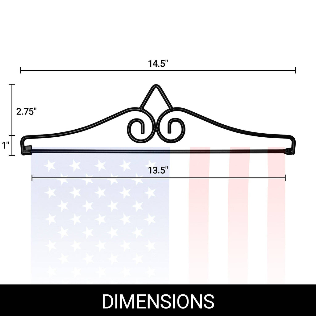 Garden Flag Wall Hanger Black Wrought Iron 14 In