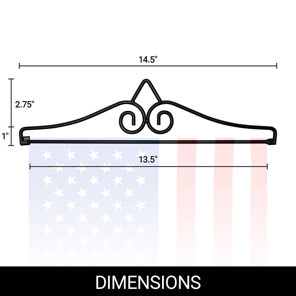 Garden Flag Wall Hanger Black Wrought Iron 14 In