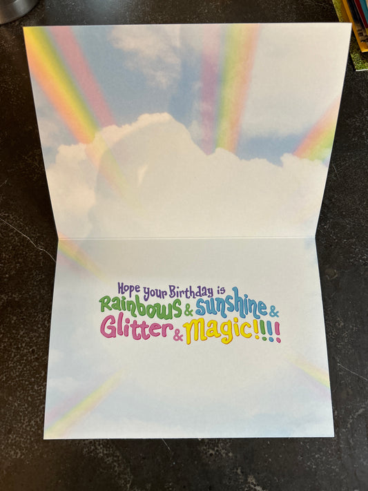 Rainbows and Sunshine Llama Card