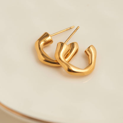 Howard's - Waterproof Earrings Bamboo C-Hoop in Gold & Stainless Steel