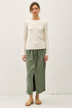 MODAL CLASSIC RIBBED LONGSLEEVE HENLEY BASIC TOP