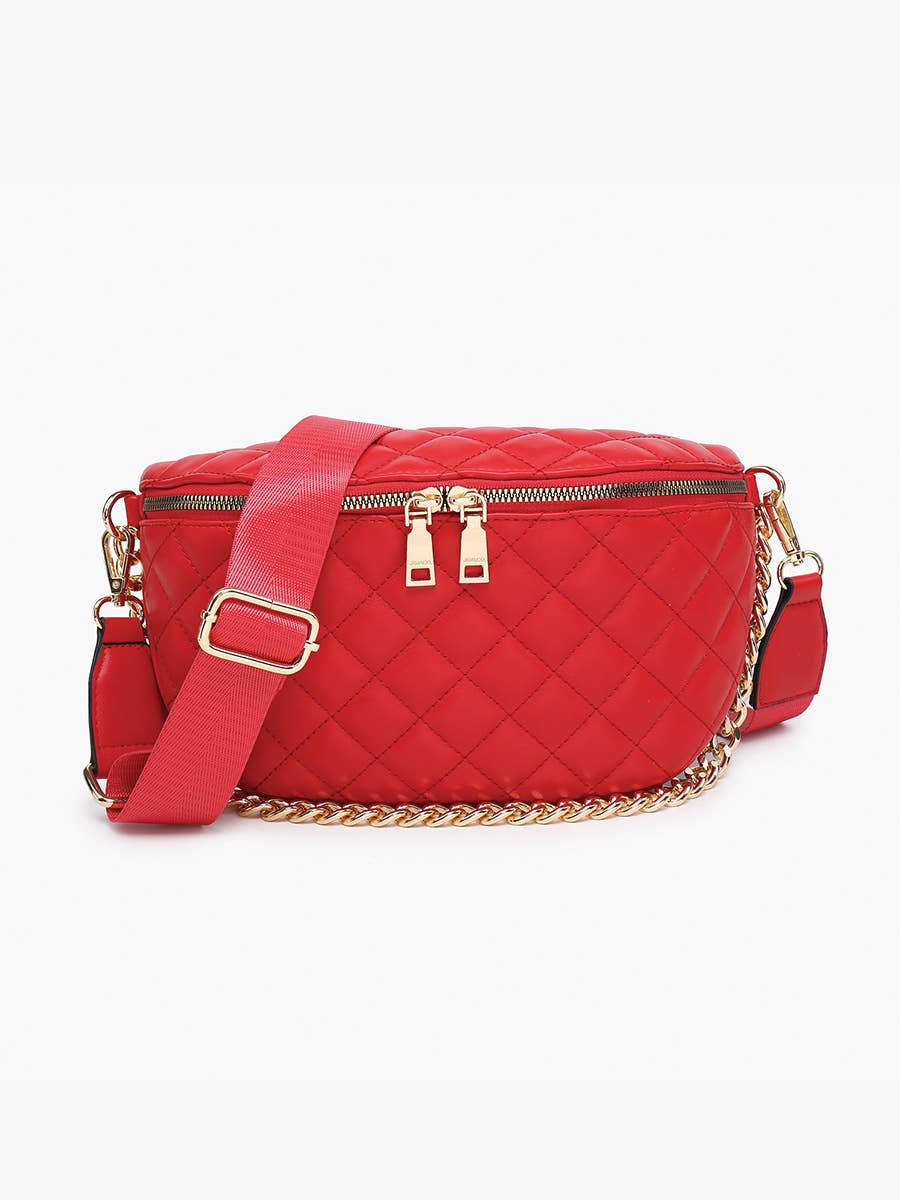 Jen & Co. - M2402 Sylvie Quilted Belt Bag with Chain Strap