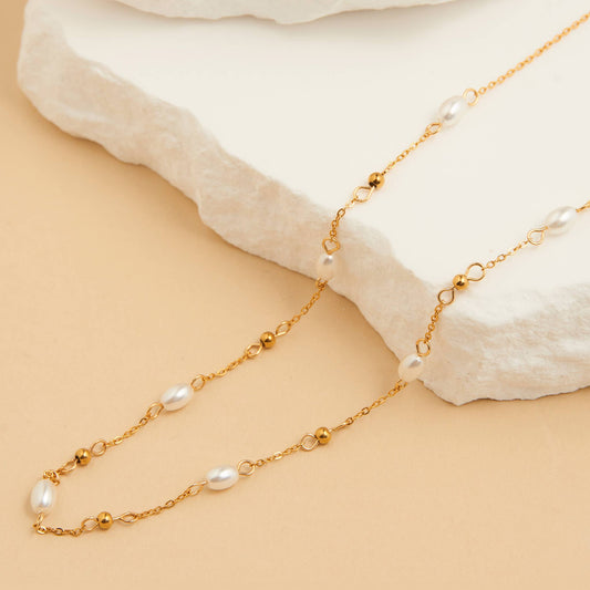 Howard's - Waterproof Necklace 18" Pearl & Bead Station Narelle