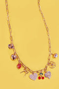 MULTI CHARM BOW CHERRY HEART NECKLACE