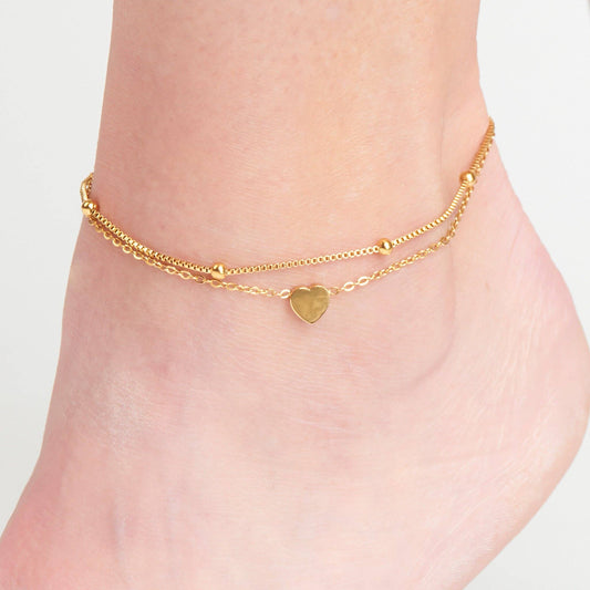 Howard's - Narelle Waterproof Gold Plated Multi Row  Heart Anklet