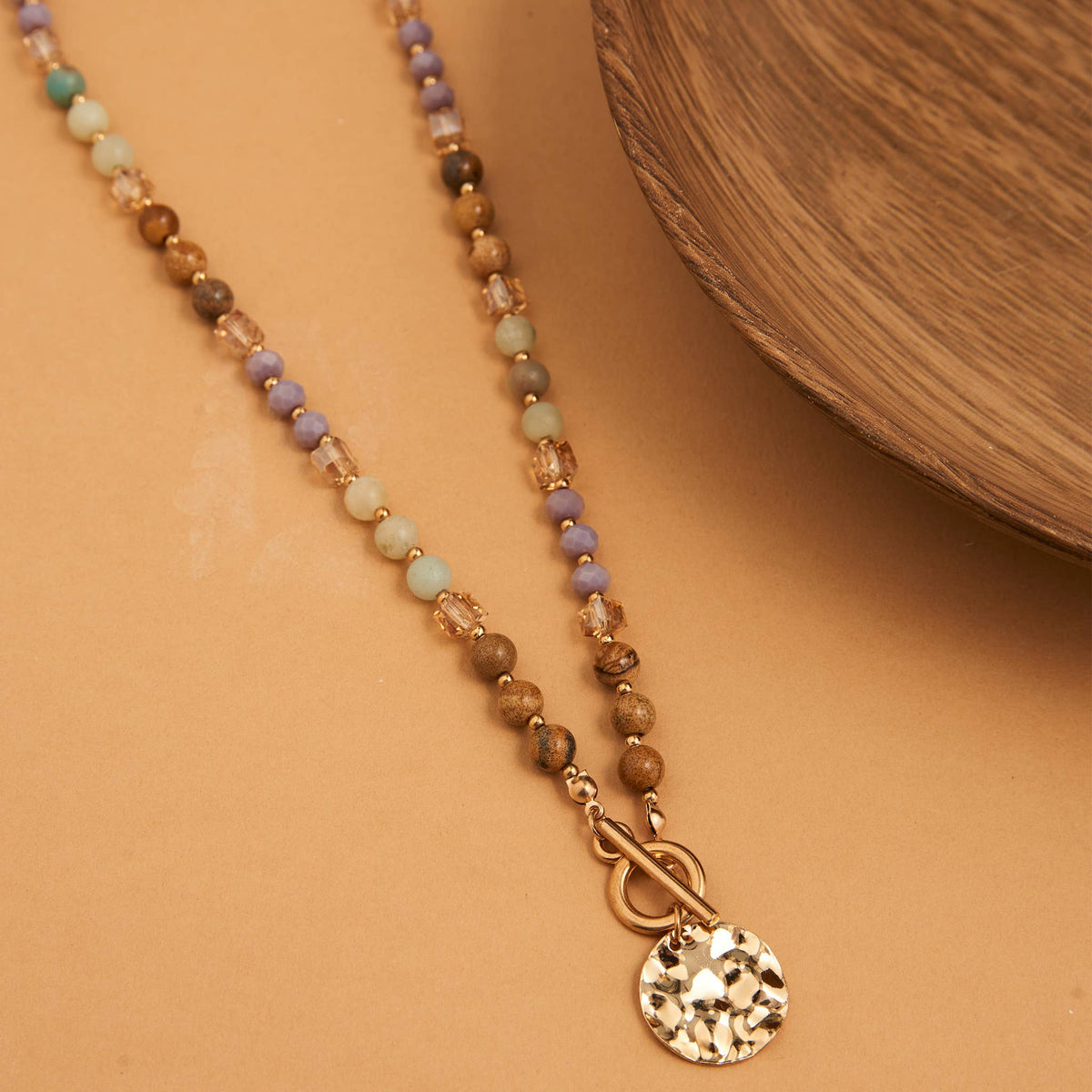 Toggle Necklace 20" Bekah Beaded Jasper + Amazonite