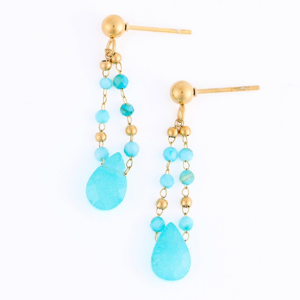 Howard's - Waterproof Earrings Drop Kyanite Beaded Narelle Gold