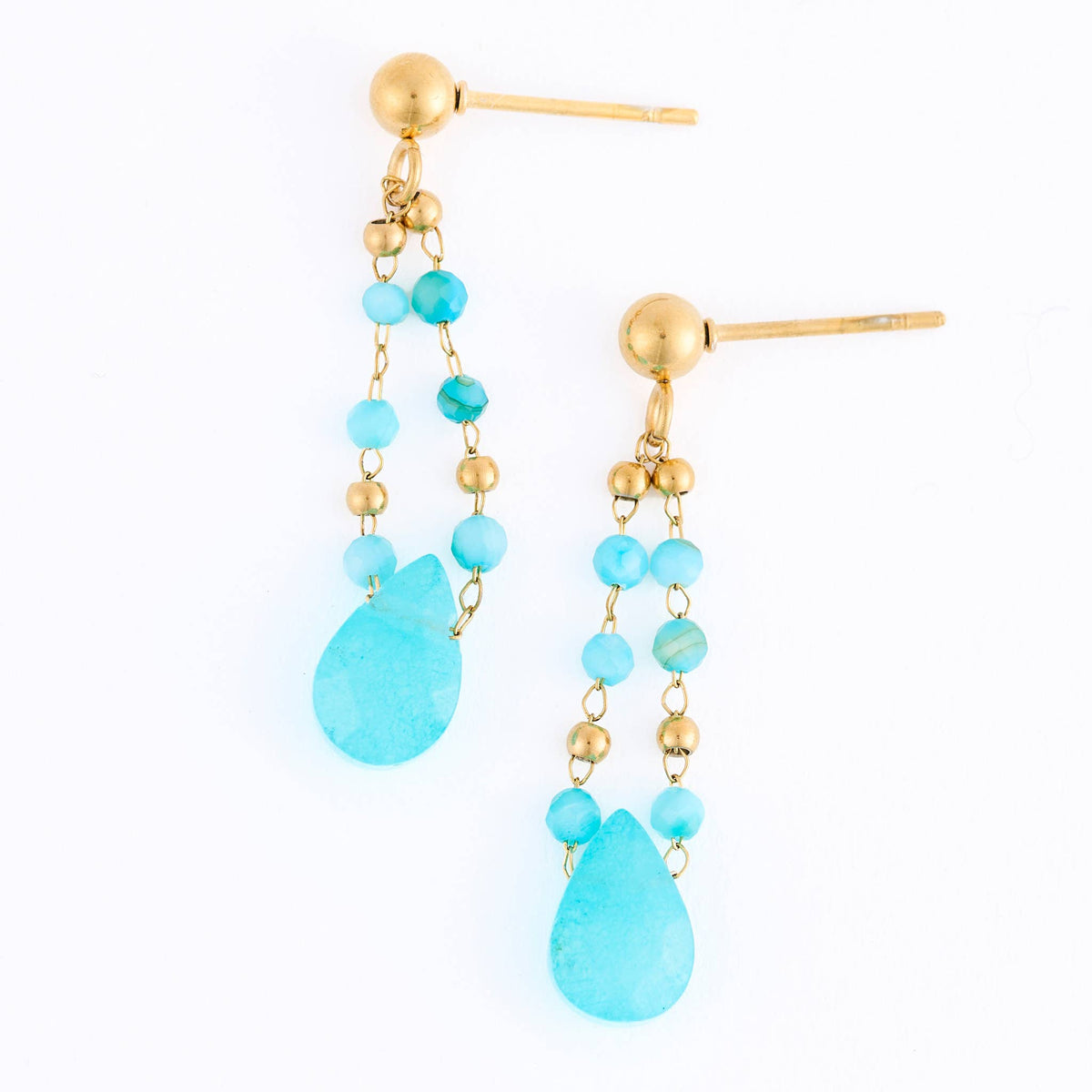 Howard's - Waterproof Earrings Drop Kyanite Beaded Narelle Gold