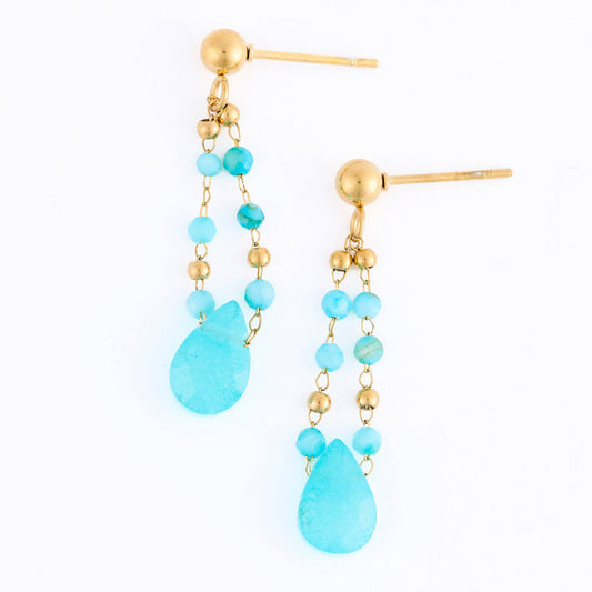 Howard's - Waterproof Earrings Drop Kyanite Beaded Narelle Gold