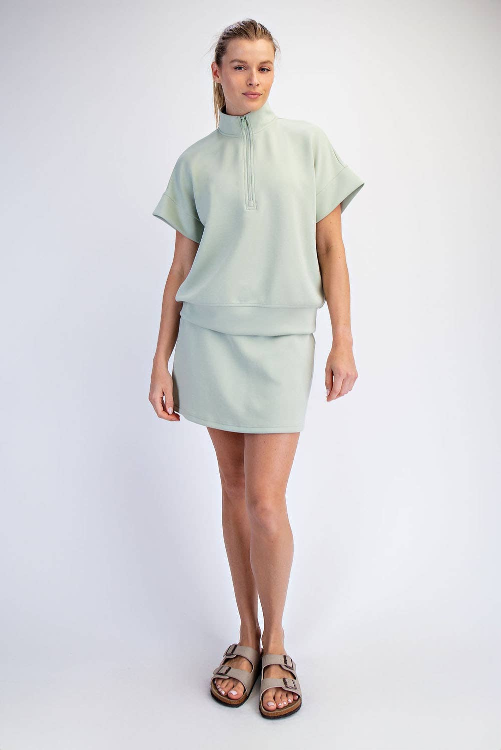 Rae Mode - MODAL SCUBA QUARTER ZIP SHORT SLEEVE TOP