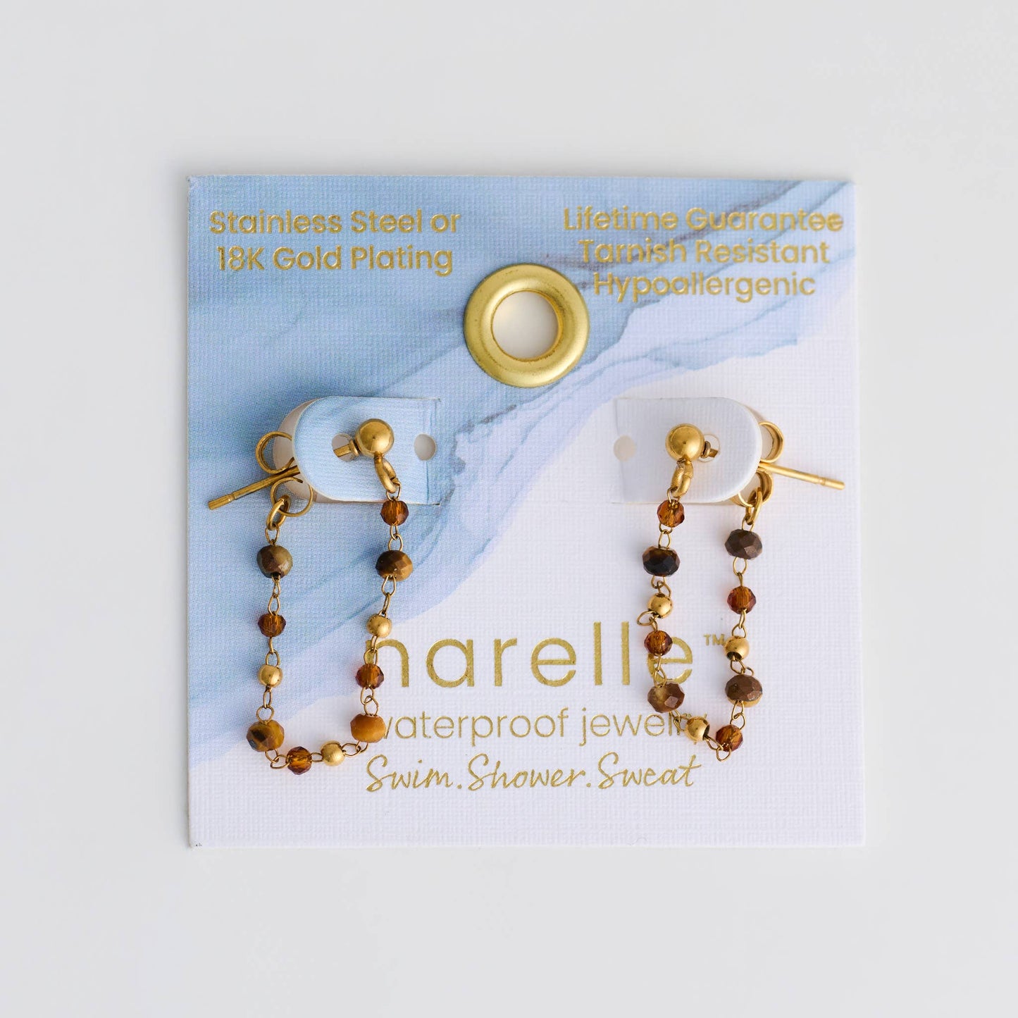Howard's - Waterproof Earrings Gemstone Beaded Drop Narelle Gold