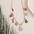 Christmas Necklace 18" Multi Charm Holiday Statement Chain
