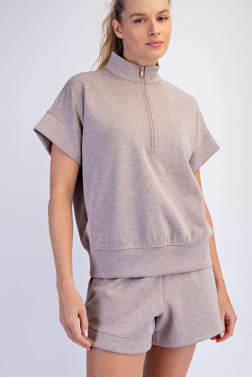 Rae Mode - MODAL SCUBA QUARTER ZIP SHORT SLEEVE TOP