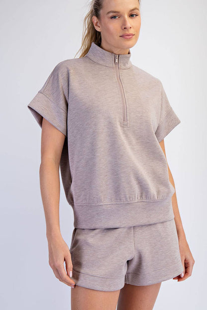 Rae Mode - MODAL SCUBA QUARTER ZIP SHORT SLEEVE TOP