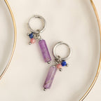 Howard's - Waterproof Earrings Amethyst Hoop Bar Narelle Gemstone