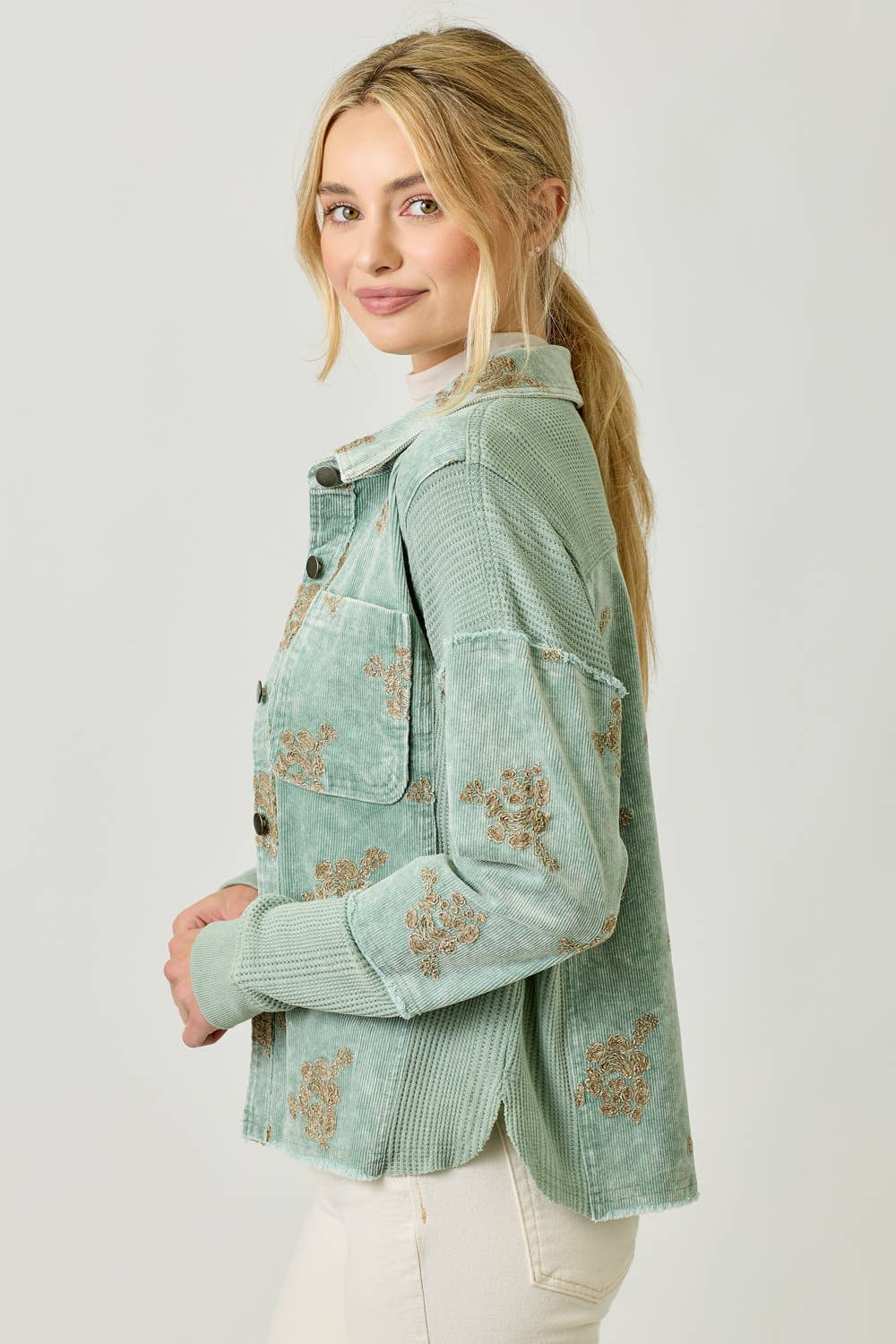 Festive Flower Embroidery Hoodie Jacket