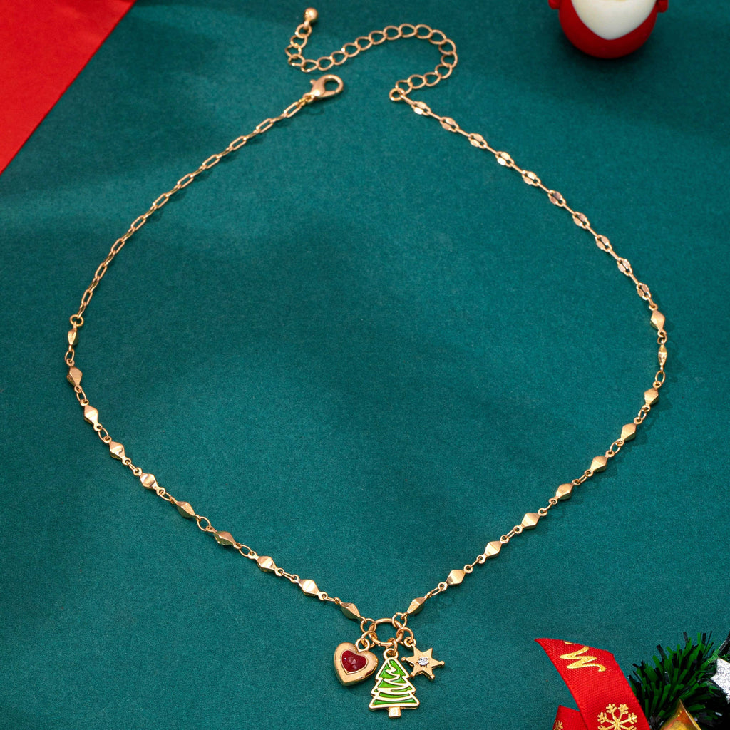 JOSSLYN by wall to wall - Cluster Christmas Tree and Heart Charm Necklace | 80N93294