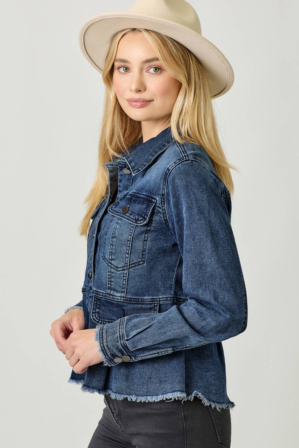 Alex Washed Denim Peplum Jacket