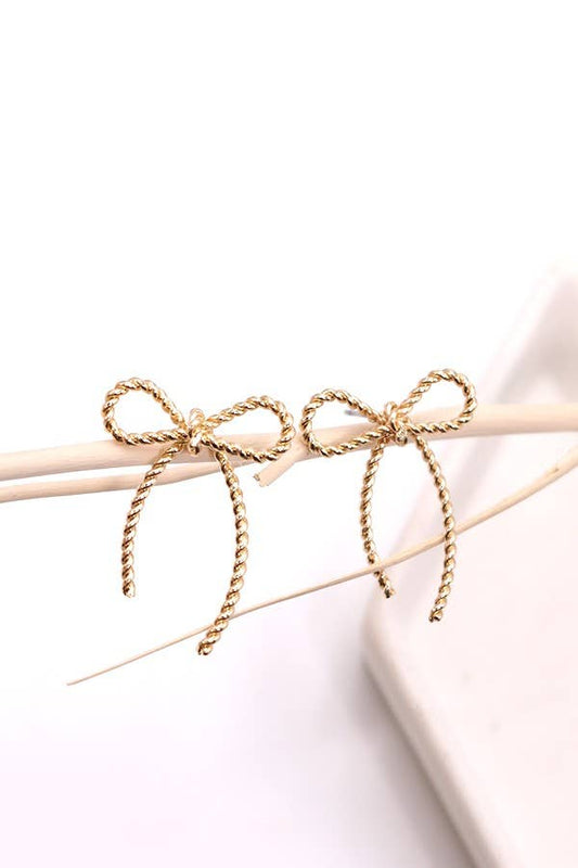 ROPE BOW DESIGN STUD EARRINGS |