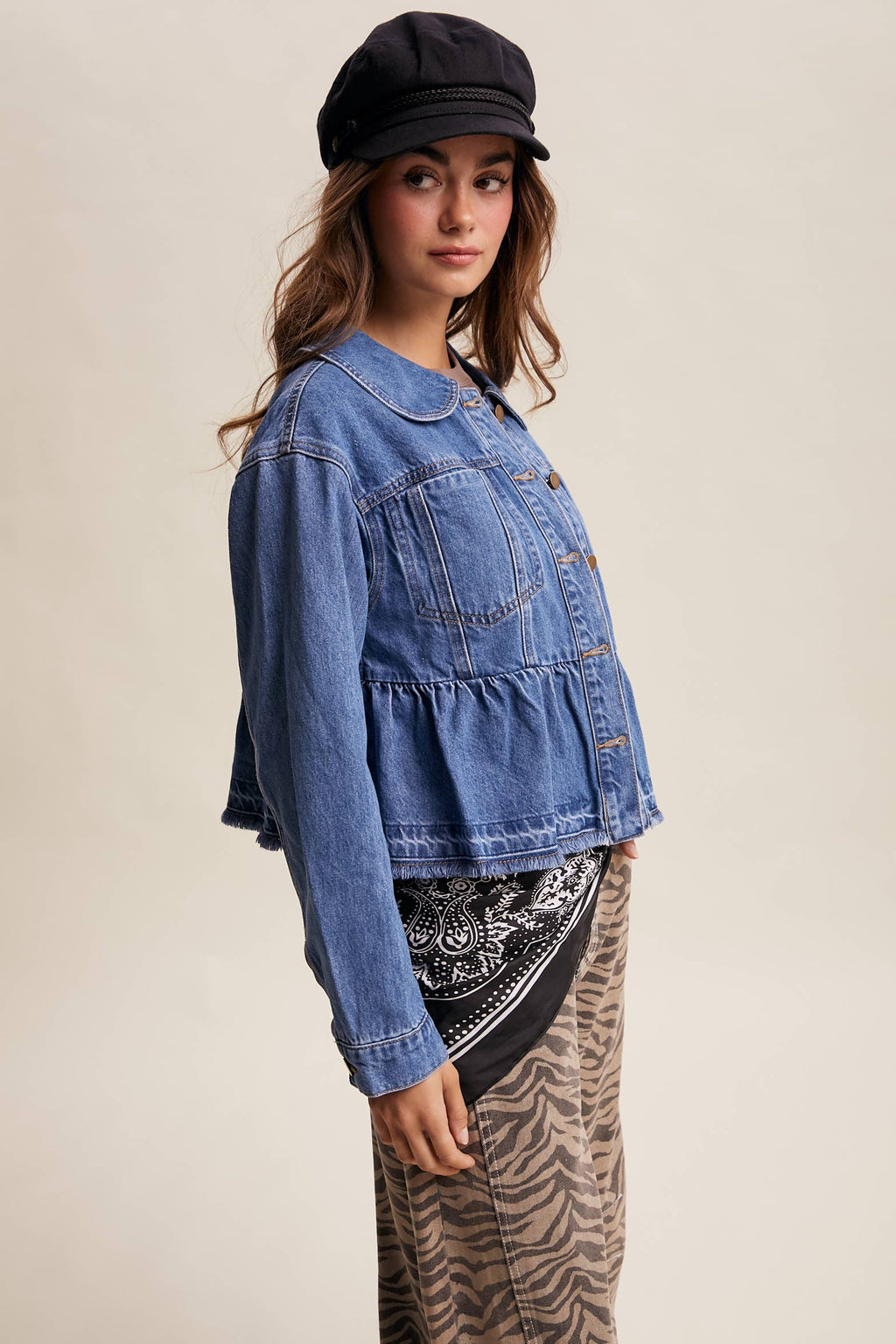 Listicle - Peplum Hem Denim Jacket
