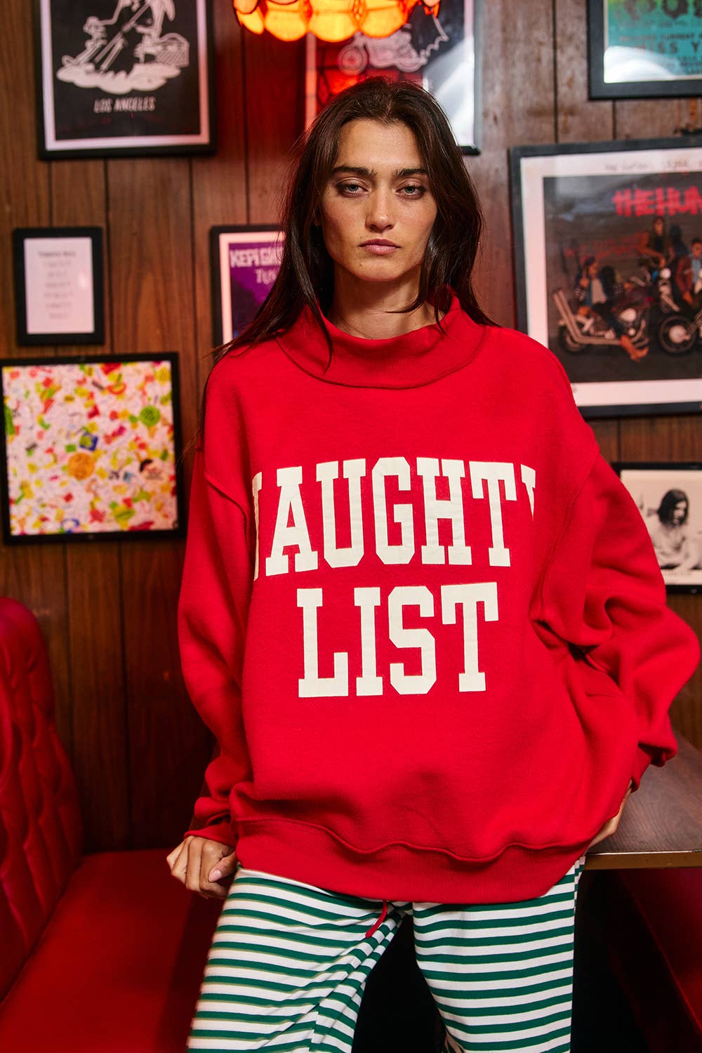 BUCKETLIST INC - IT2594-NICELIST | Reversible 'LIST' Slogan Mockneck Pullover