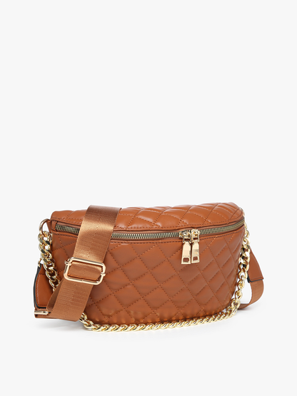 Jen & Co. - M2402 Sylvie Quilted Belt Bag with Chain Strap