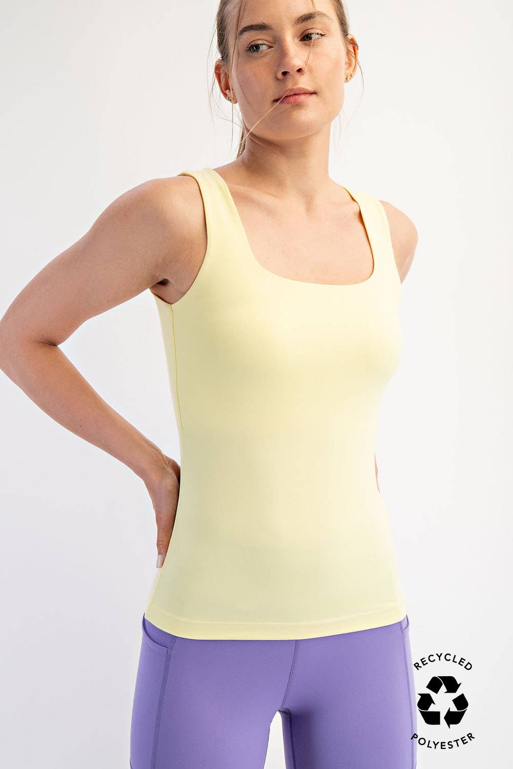 BUTTER FABRIC SQUARE NECKLINE SLEEVELESS TANK TOP